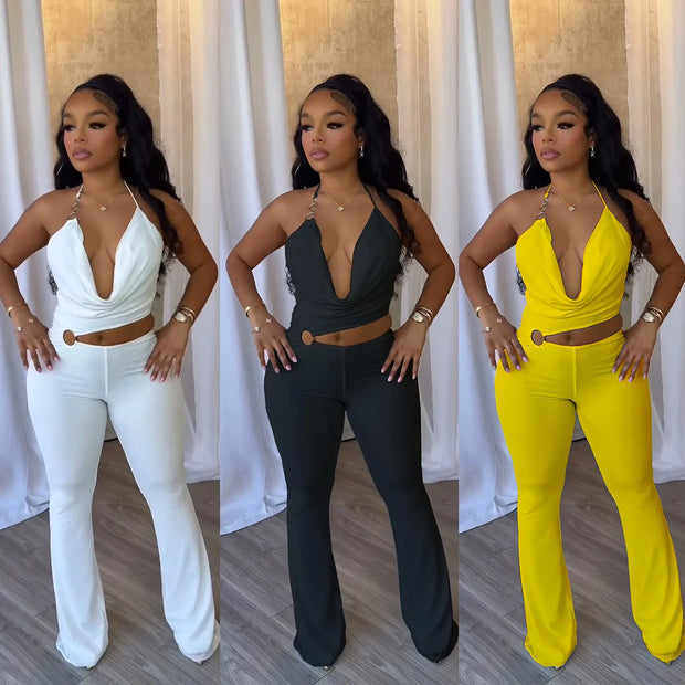 Plunge Neck Belted Jumpsuit