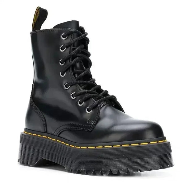 Women Boots Goth Casual Shoes Woman Leather Chelsea Classic Motorcycle Female Goth Shoes High Platform Boots Women Botas Mujer