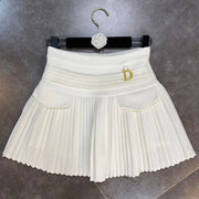 Pleated High-Waist Mini Skirt