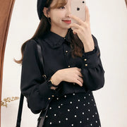 Bow Tie Long Sleeve Blouse Top