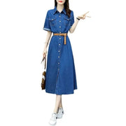 Vintage Denim Shirt Dress Female