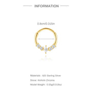 Sterling Silver Zircon Nose Ring - Elegant 925 Hoop