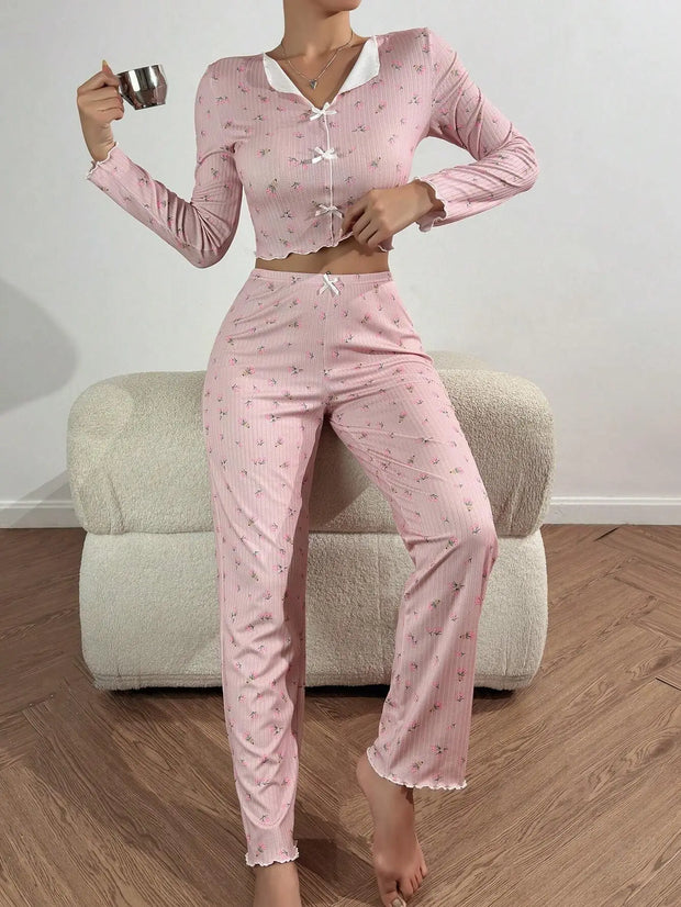 Cozy Bloom Printed Pajama Set