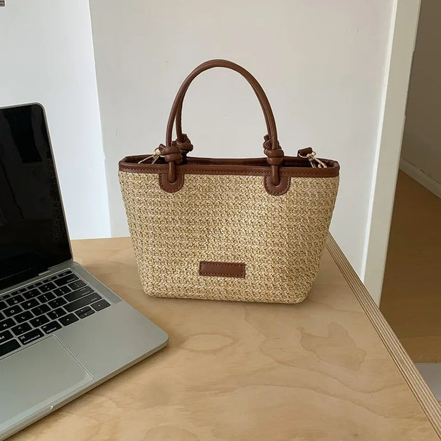 Woven Straw Crossbody Tote