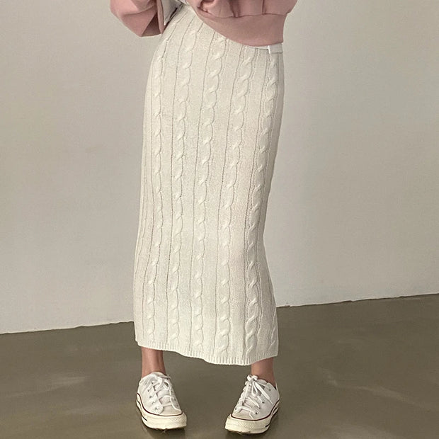 Solid Knitted Skirts For Womenew