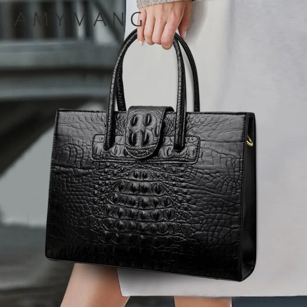 Elegant Croc-Embossed PU Leather Tote