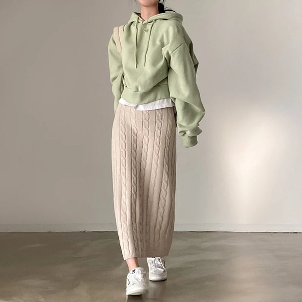 Solid Knitted Skirts For Womenew