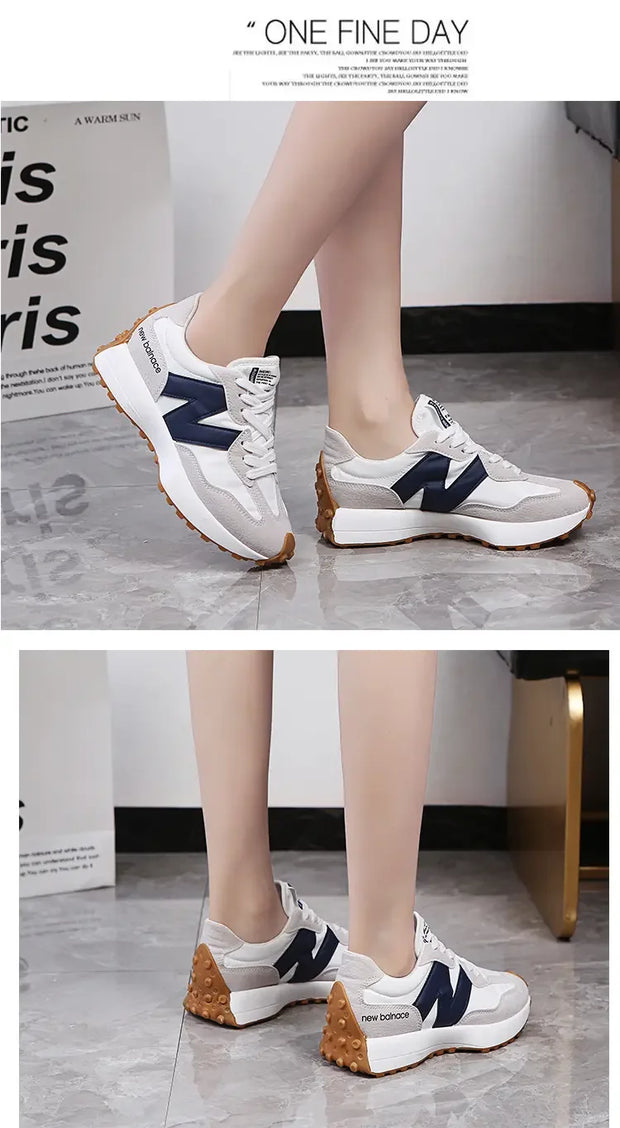 Trendy Luxe Running Sneakers - Neutral Tones