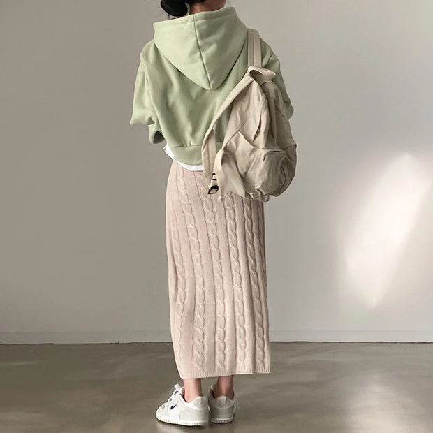 Solid Knitted Skirts For Womenew