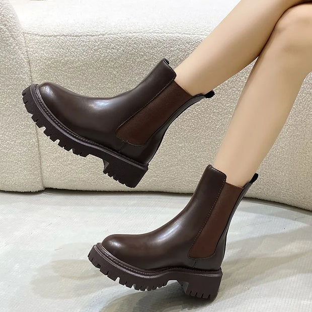 2024 Chelsea boots new thick-soled women's winter shoes for women autumn fashion thick-soled short boots for women