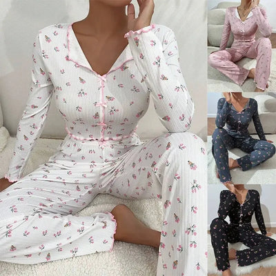 Cozy Bloom Printed Pajama Set