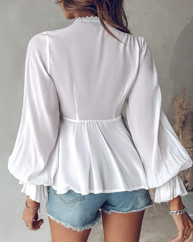Boho Lace Detail Blouse Top