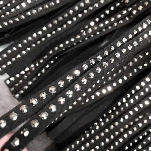 Women Skirt Fashion 2025 New Autumn High Waist Belt Multi Layer Short  Heavy Drilling Rhinestones Fringed Skirt with Cake A Line