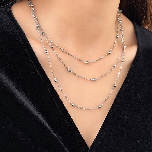 Layered Stainless Steel Necklace - Modern Chic Jewelry
