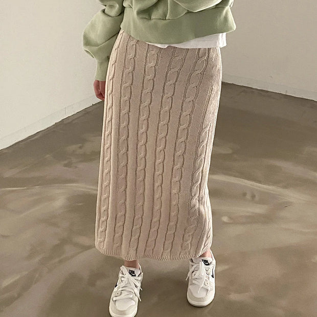 Solid Knitted Skirts For Womenew