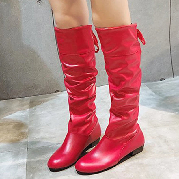 Women  Knee High Boots Red Black White Tall Boots