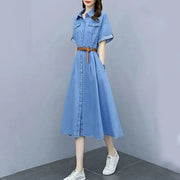 Vintage Denim Shirt Dress Female