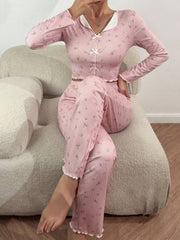 Cozy Bloom Printed Pajama Set