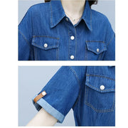 Vintage Denim Shirt Dress Female