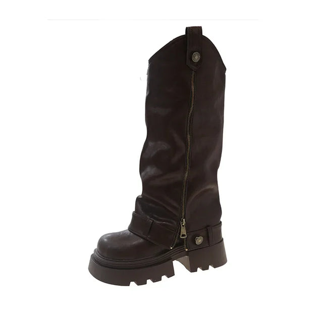 Retro High Western Boots - Bold Streetwear Look
