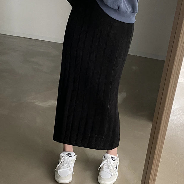 Solid Knitted Skirts For Womenew