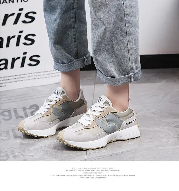 Trendy Luxe Running Sneakers - Neutral Tones