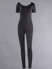 Short Sleeve Slim Fit Jumpsuit