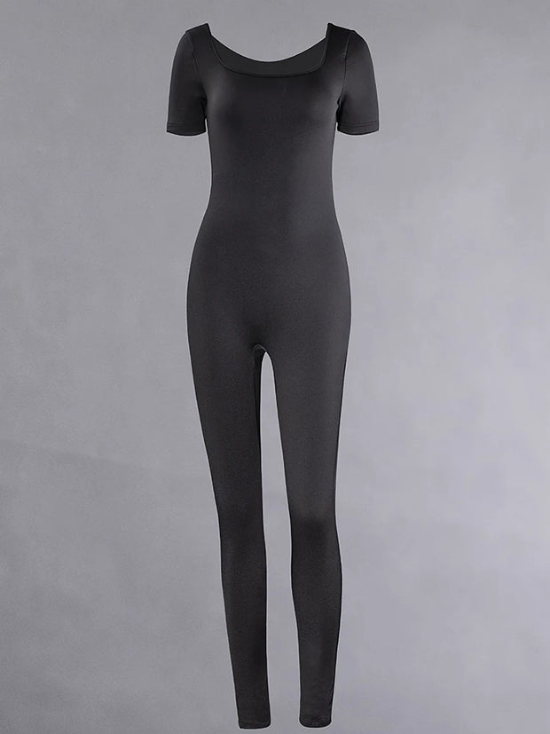 Short Sleeve Slim Fit Jumpsuit