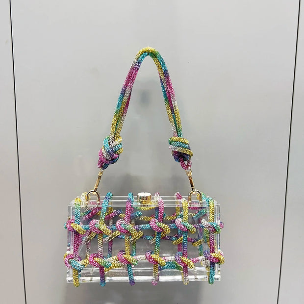 handmade Rhinestones Evening bag silver Crystal handmade Bags