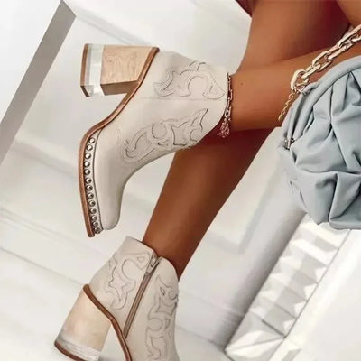 Western-Inspired Leather Ankle Boots