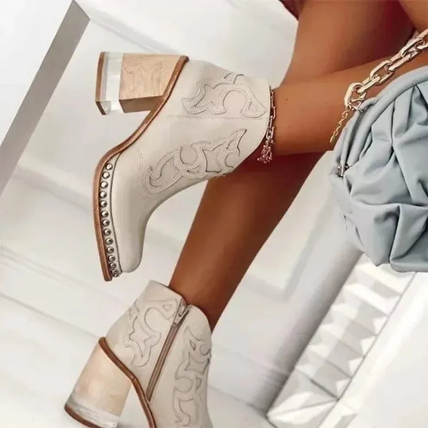 Western-Inspired Leather Ankle Boots