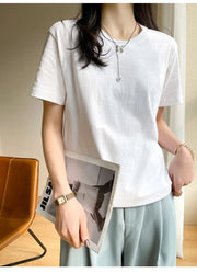 Women T-shirts  Tops Solid Short Sleeve