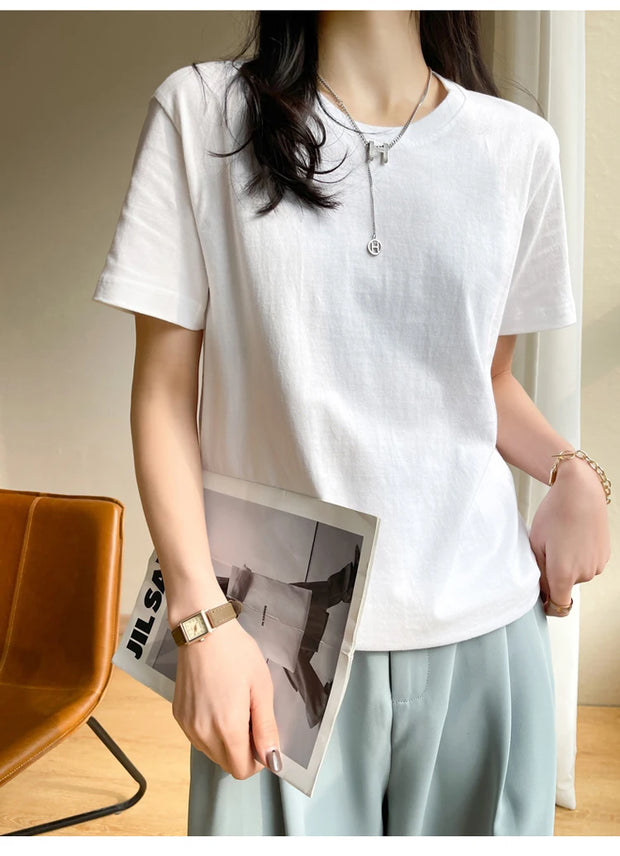Women T-shirts  Tops Solid Short Sleeve