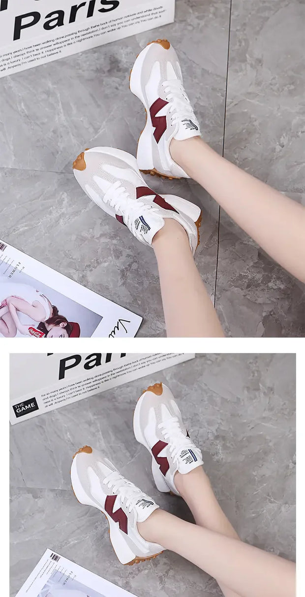 Trendy Luxe Running Sneakers - Neutral Tones