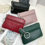 Mini Leather Coin Purse - Chic Pocket Wallet with Keyring