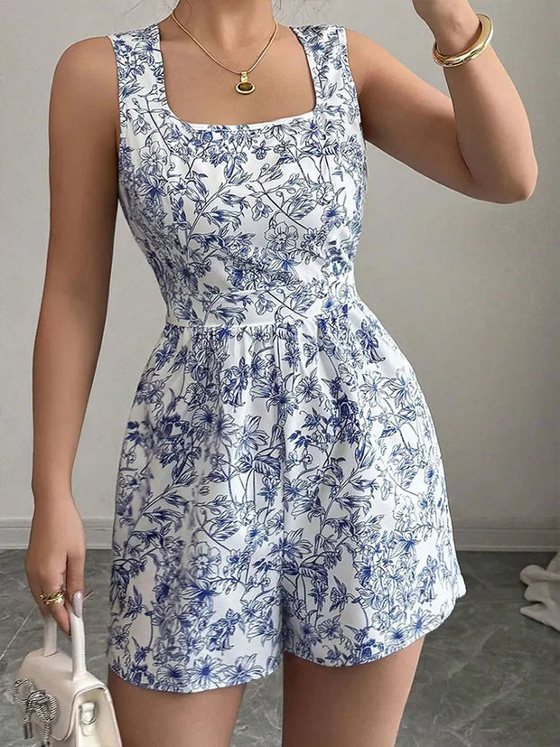 Floral Print Casual Romper