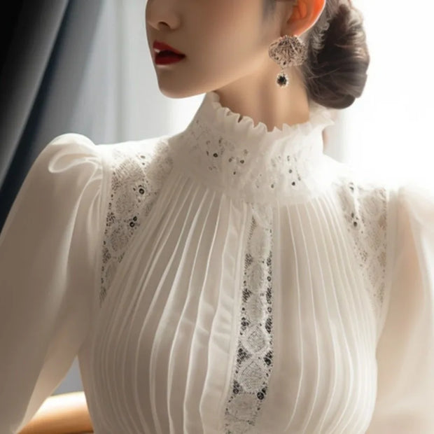 Elegant Lace Patchwork Blouse Top