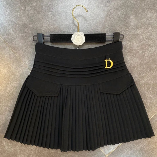 Pleated High-Waist Mini Skirt