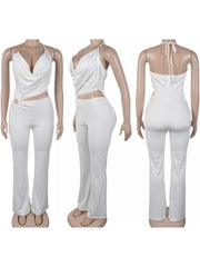Plunge Neck Belted Jumpsuit