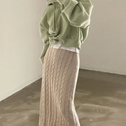 High- Waist  Cable Knit Maxi Skirt