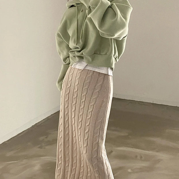 Solid Knitted Skirts For Womenew