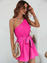 Chic Belted One-Shoulder Romper