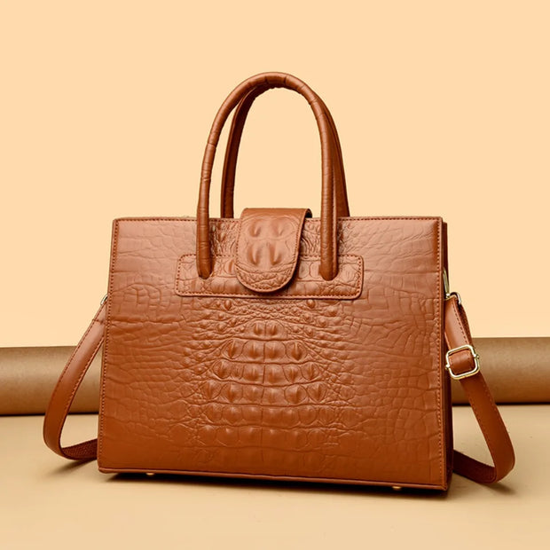 Elegant Croc-Embossed PU Leather Tote
