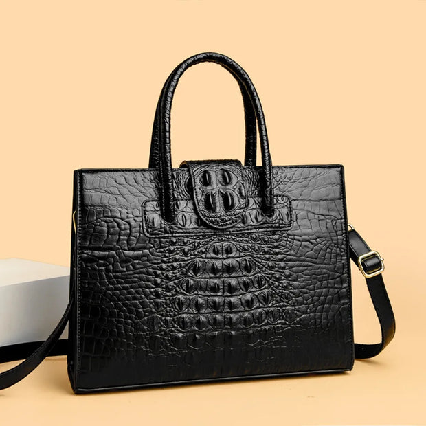 Elegant Croc-Embossed PU Leather Tote