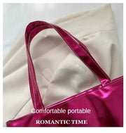 Shiny Metallic Leather Tote  Bag