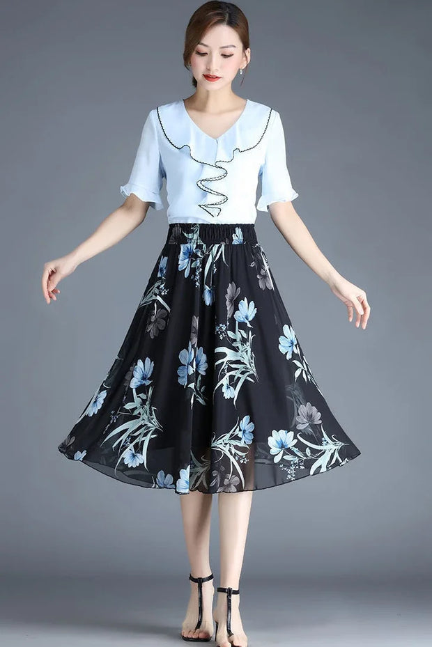 Chiffon Midi Skirts - Elegant Flowing Style