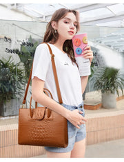 Elegant Croc-Embossed PU Leather Tote