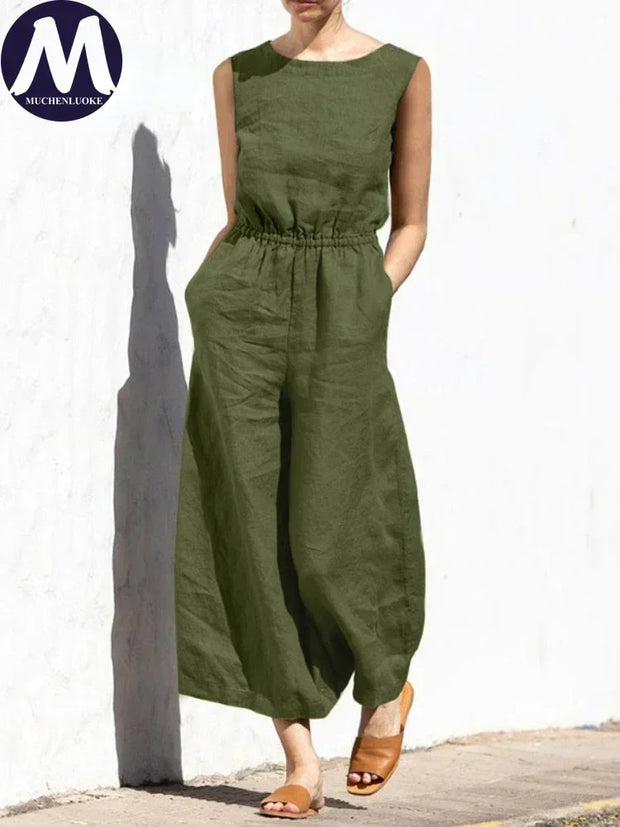 Jumpsuits for Women  Summer Solid Sleeveless