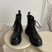 Women Boots Goth Casual Shoes Woman Leather Chelsea Classic Motorcycle Female Goth Shoes High Platform Boots Women Botas Mujer