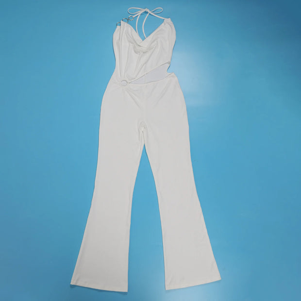 Plunge Neck Belted Jumpsuit
